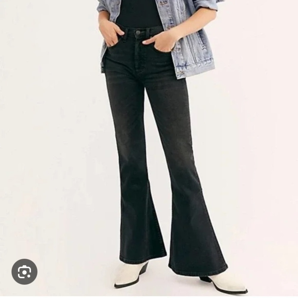 NWT Boyish Kingsley Flare Jeans Black Hustler Dark Wash High Rise Denim Sz 27